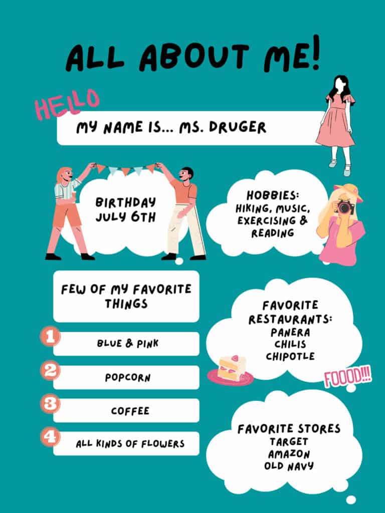 Ms. Druger's teachers favorite things poster