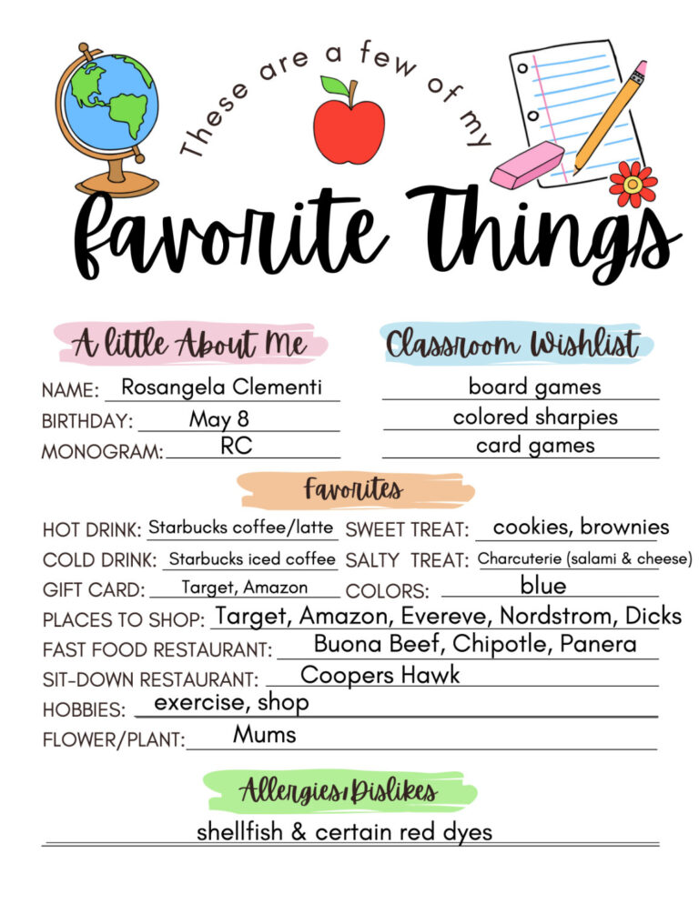 Ms. Clementi - 2023/24 favorite things