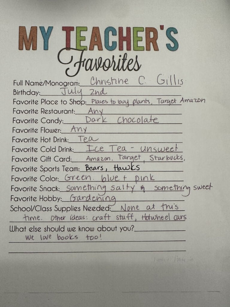 Christine Gillis - 2025-26 favorite things